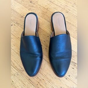 Soludos leather mule pointed toe block heal